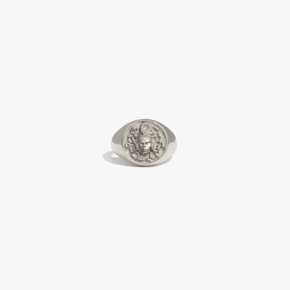 Silver Medusa Signet Ring - Size 7 - AWE INSPIRED - Sterling 925 - NEW IN BOX